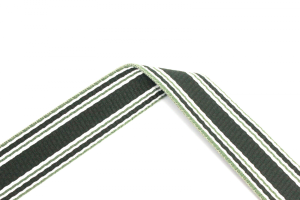 Gurtband Streifen olive/weiß 30 mm (1 m)